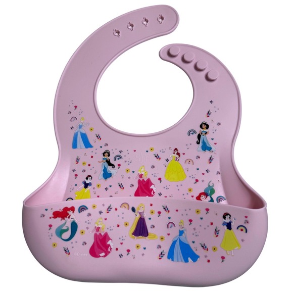 Simple Modern Other - Disney Princess Silicone Baby Toddler Bib Pink Adjustable Catch Pocket Clean Eat